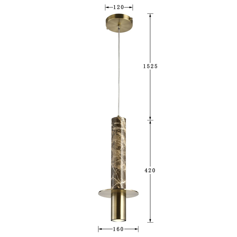 Подвесной светильник с декором под коричневый мрамор Shaw Marble Brass в Уфе