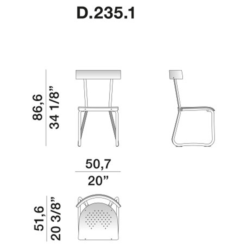 Дизайнерский стул из алюминия Gio Ponti D.235.1 Chair в Уфе