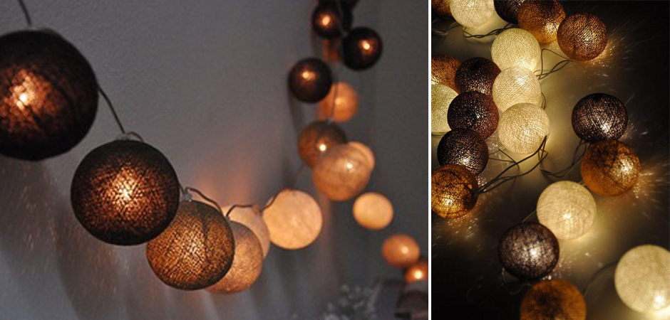 Гирлянда хлопковые фонарики Сotton Ball Brown - Loft-Concept в Уфе