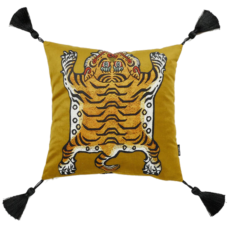 Бежевая Подушка Тибетский Тигр TIBETAN TIGER Бежевый в Уфе | Loft Concept 