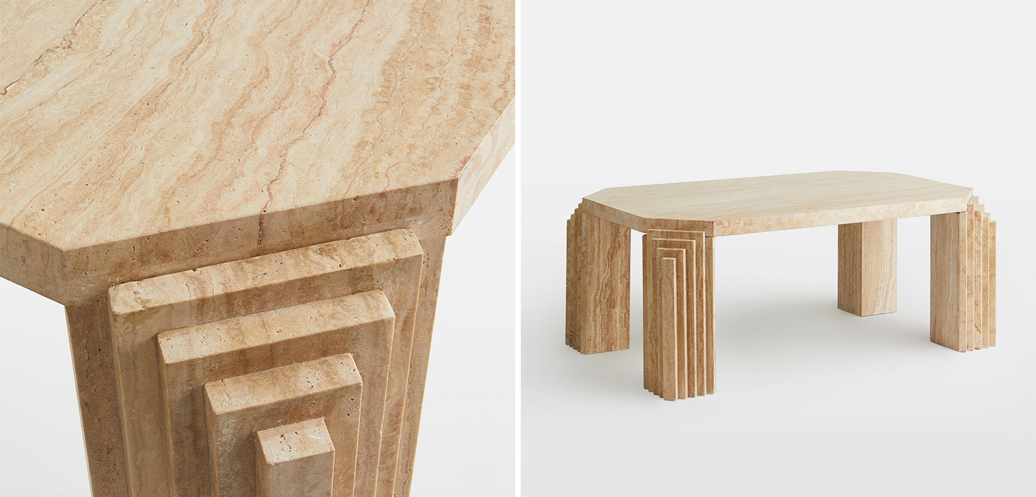 Кофейный стол Caleb Travertine Coffee Table - фото №1
