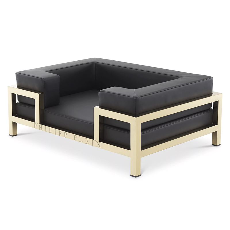 Лежанка для домашних животных Philipp Plein Dogbed High Conic L Gold Черный Золотой в Уфе | Loft Concept 