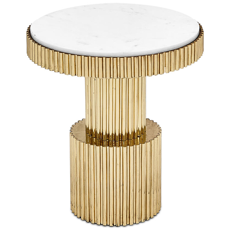 Приставной стол Brass Column Side Table Белый Латунь в Уфе | Loft Concept 