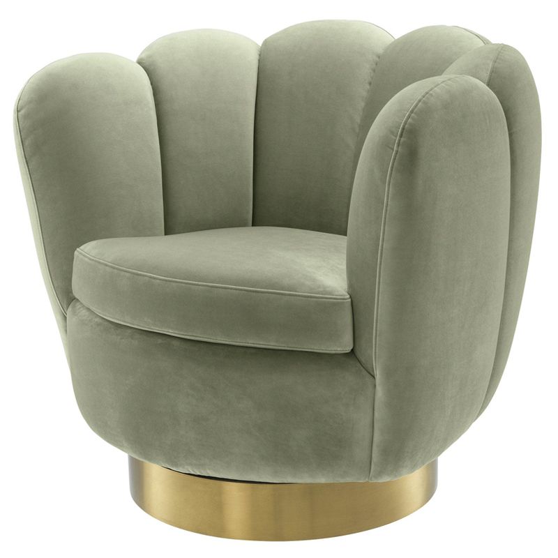 Кресло Eichholtz Swivel Chair Mirage pistache green Зеленый шалфей Матовая латунь в Уфе | Loft Concept 