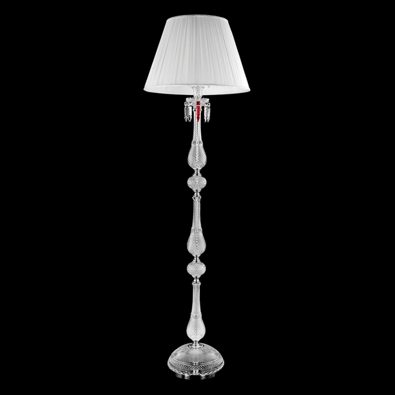 Торшер с белым текстильным абажуром и хрустальными подвесками Lustre Reverie Хром Прозрачное Стекло Белый Торшер с белым текстильным абажуром и хрустальными подвесками Lustre Reverie Хром Прозрачное Стекло Белый в Уфе | Loft Concept