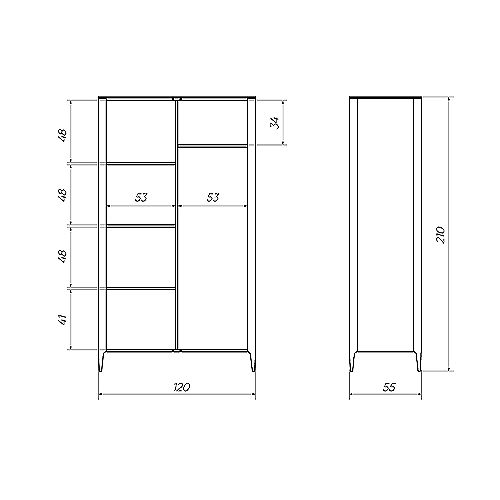 Шкаф двухстворчатый серо-бежевый Type в Уфе