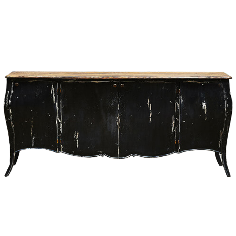 Комод длинный в стиле прованс Black Vintage Commode Черный Коричневый Винтажный черный в Уфе | Loft Concept 