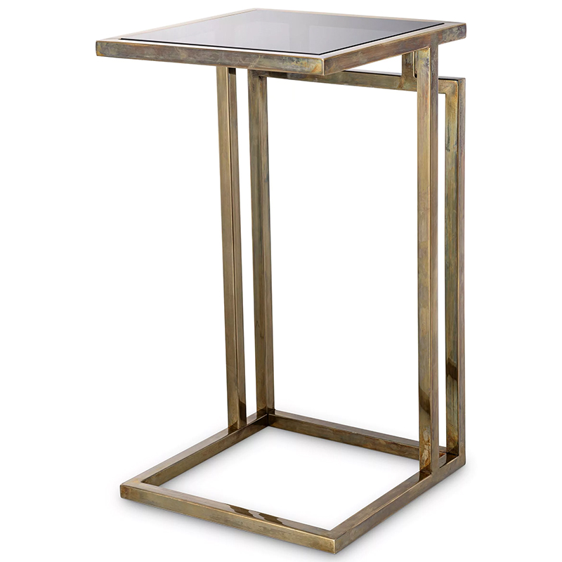 Приставной стол Eichholtz Side Table Marcus Brass Латунь Стекло Смок в Уфе | Loft Concept 