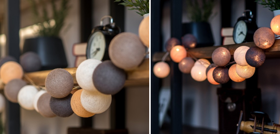 Гирлянда хлопковые фонарики Сotton Ball Clay - Loft-Concept в Уфе