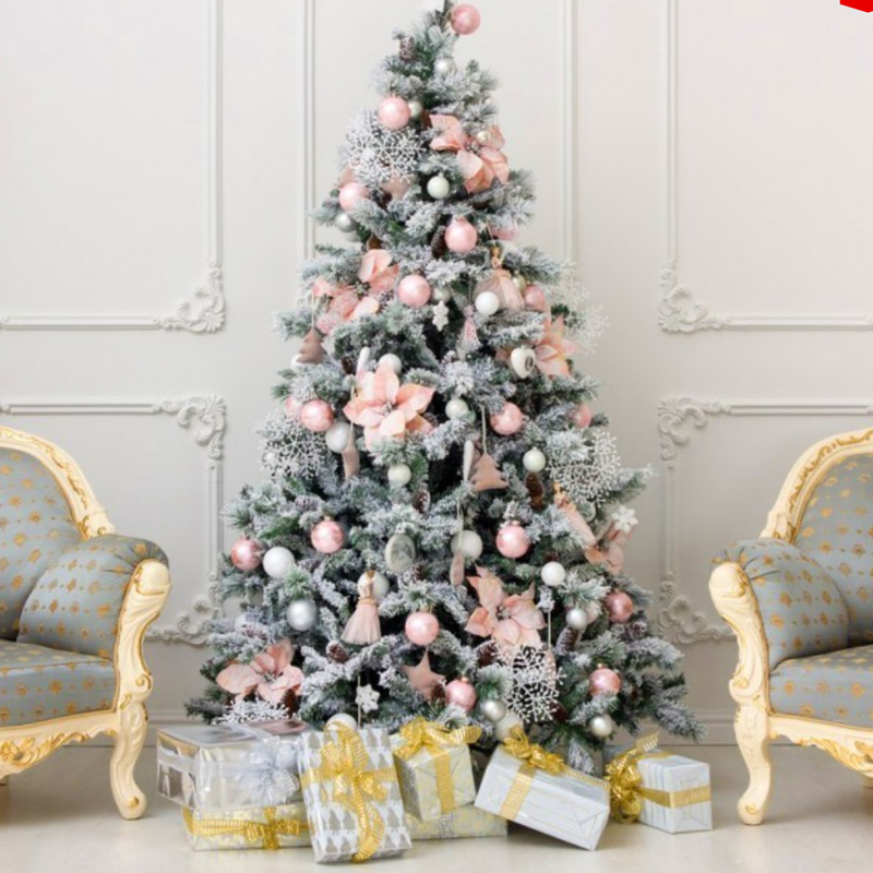 Ель Дизайнерская Розовый декор Christmas Tree Black Pink Fowers Розовый Белый Зеленый в Уфе | Loft Concept 