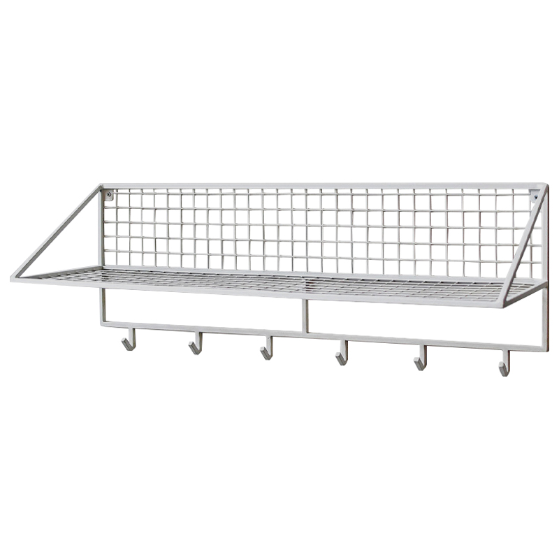 Вешалка с полкой Rhian Industrial Metal Rust Shelf White Белый в Уфе | Loft Concept 