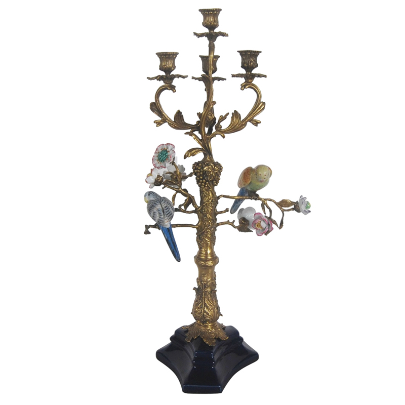 Подсвечник Parrots on a Bronze Tree Candlestick Бронза Мульти в Уфе | Loft Concept 