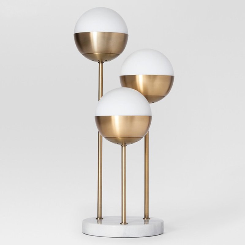 Geneva Glass Table Lamp Triple Globe Белый Латунь в Уфе | Loft Concept 