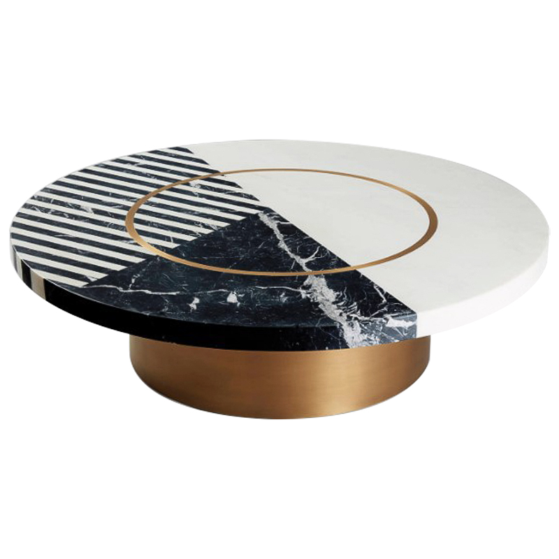 Кофейный стол Mercado Marble Brass Coffee Table Черно-белый Латунь в Уфе | Loft Concept 