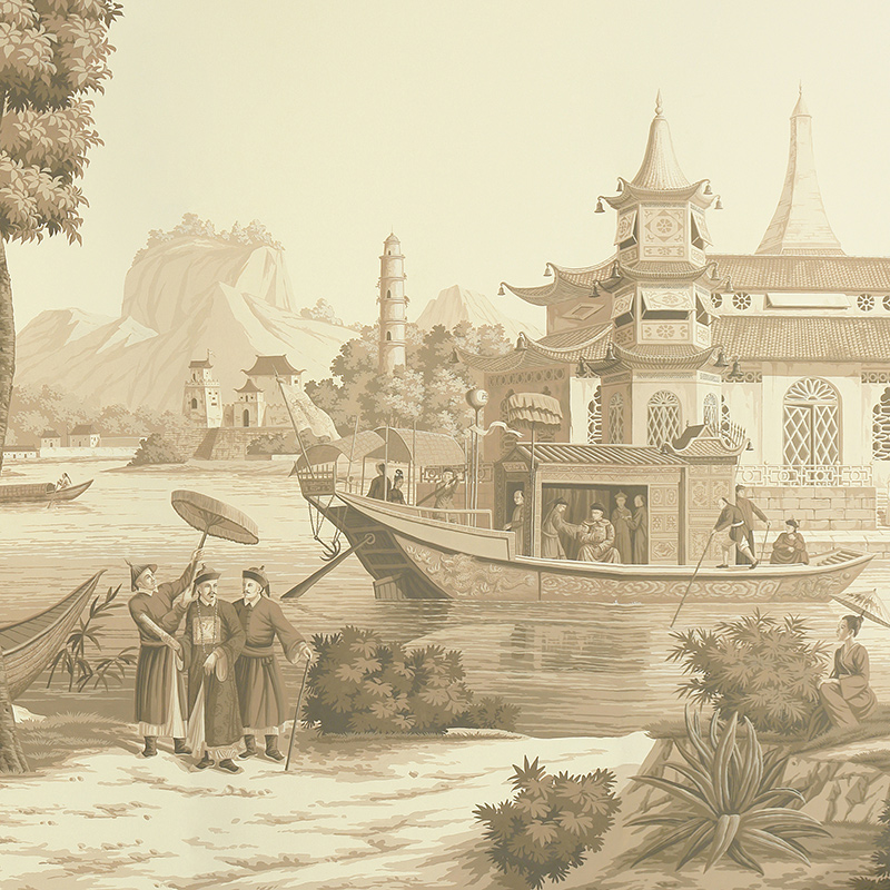 Обои ручная роспись Procession Chinoise Sepia on scenic paper  в Уфе | Loft Concept 