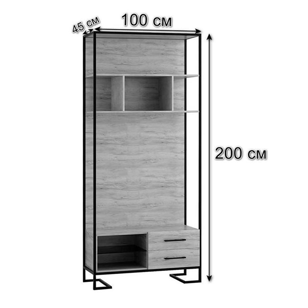 Стеллаж под TV в стиле лофт с открытыми полками и ящиками Urban Style Space в Уфе