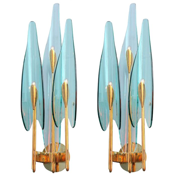 Бра Max Ingrand for Fontana Arte Sconces Золотой Синий в Уфе | Loft Concept 