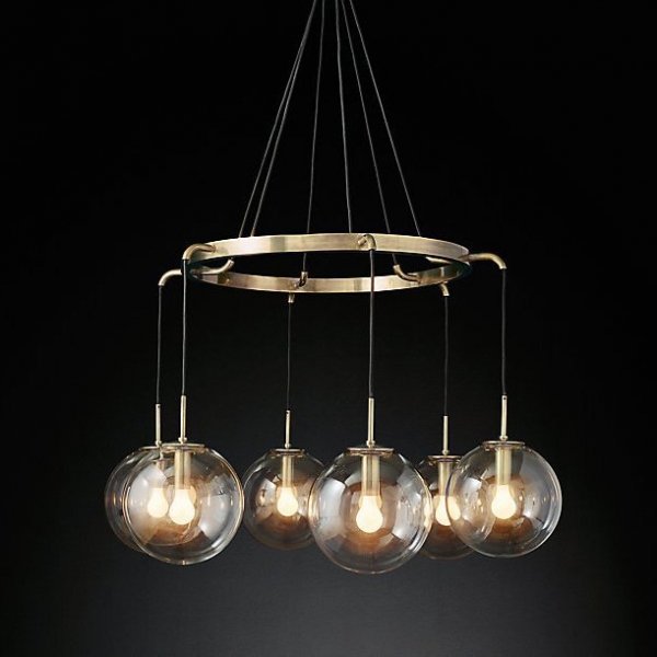 Люстра RH LANGUEDOC Round Chandelier Antique Brass Латунь в Уфе | Loft Concept 