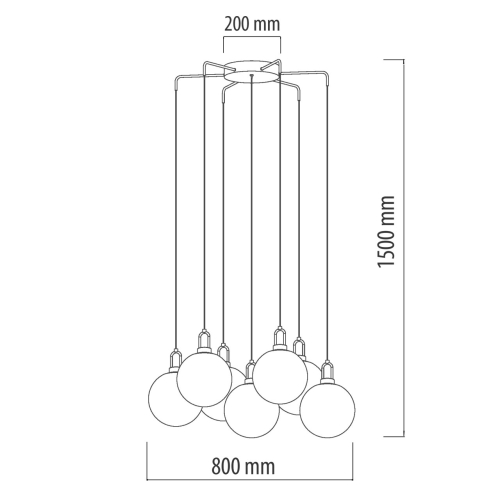 Люстра с 7-ю плафонами из прозрачного стекла в форме шара Orb Cascade  в Уфе