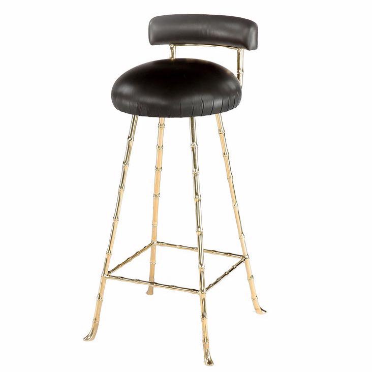 Барный стул High Upholstered Bar Stool Глянцевое золото Черный в Уфе | Loft Concept 