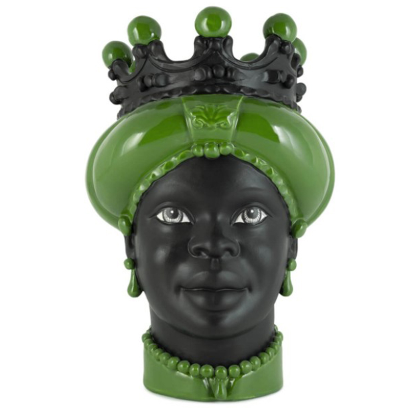 Ваза VASE MORO LADY CROWN DARK light green Черный Зеленый в Уфе | Loft Concept 