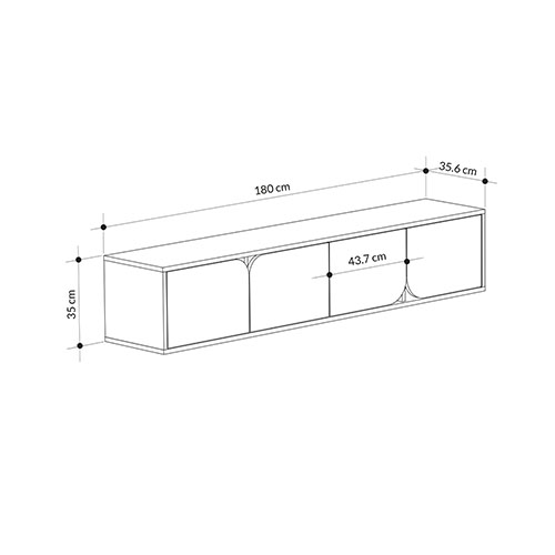 ТВ-тумба подвесная цвета древесины с 4-мя темно-серыми дверцами SPARK TV STAND OAK ANTHRACITE в Уфе