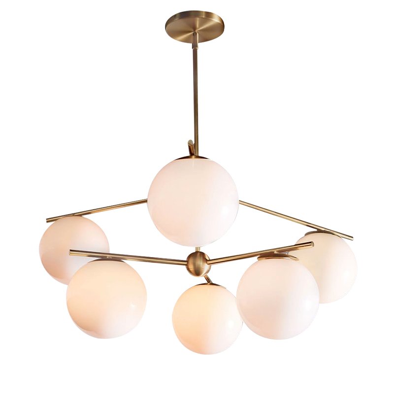 Люстра Sphere Stem 6-Light Chandelier Bronze Латунь Белый в Уфе | Loft Concept 