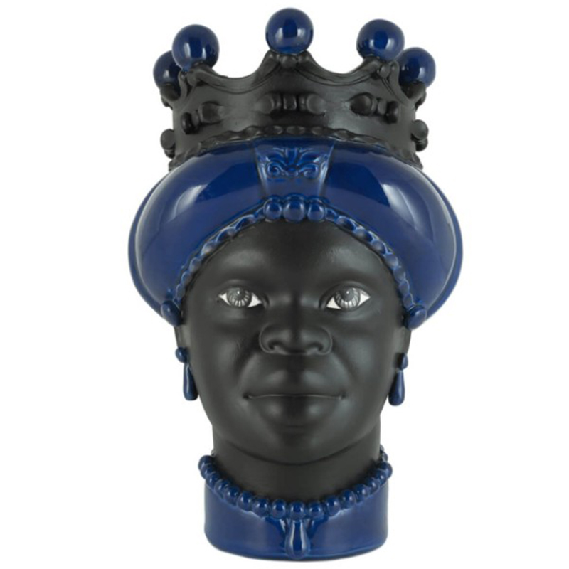 Ваза VASE MORO LADY CROWN DARK blue Черный Синий в Уфе | Loft Concept 