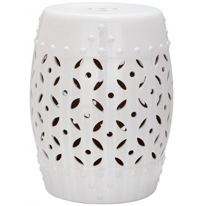 Керамический табурет Coin Lattice Garden Stool - White Белый в Уфе | Loft Concept 