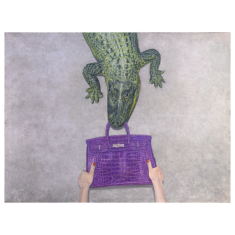 Картина Gator Birkin Hands Серый Фиолетовый Зеленый Красный в Уфе | Loft Concept 