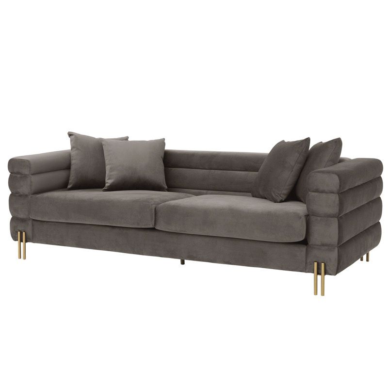 Диван Eichholtz Sofa York grey Серый Латунь в Уфе | Loft Concept 