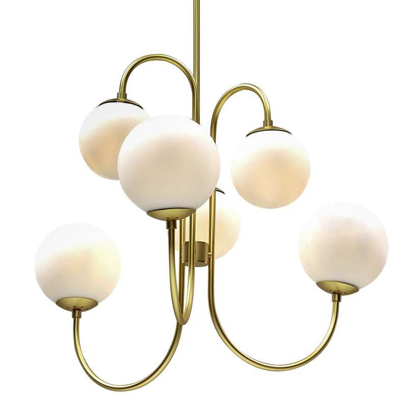 Люстра Gooseneck Pelle Gold Chandelier Белый Золотой в Уфе | Loft Concept 