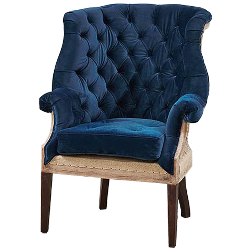 Кресло Gamilton Armchair Blue Синий Коричневый в Уфе | Loft Concept 