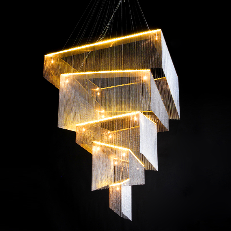 Люстра Золотые цепочки Willowlamp Geometric Storm Gold Золотой в Уфе | Loft Concept 