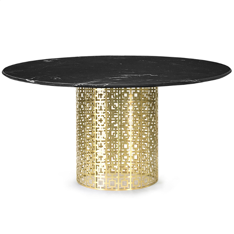 Обеденный стол Jonathan Adler Nixon Dining Table Черная столешница мрамор Золотой Черный Мрамор Nero в Уфе | Loft Concept 