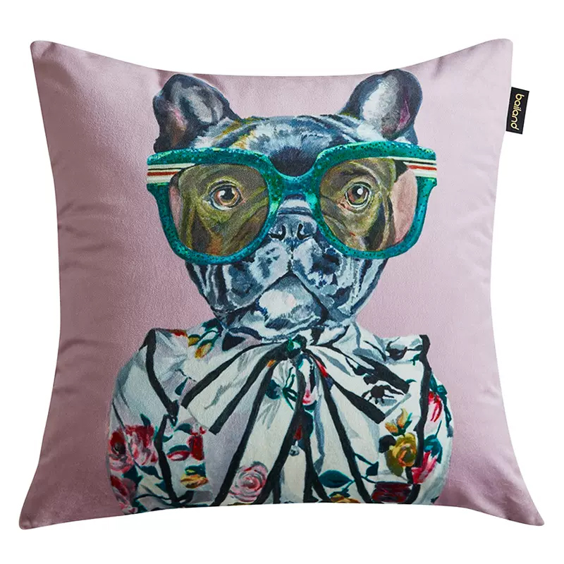 Декоративная подушка Стиль Gucci Dog Fashion Animals Cushion Lilac Мульти Сиреневый в Уфе | Loft Concept 