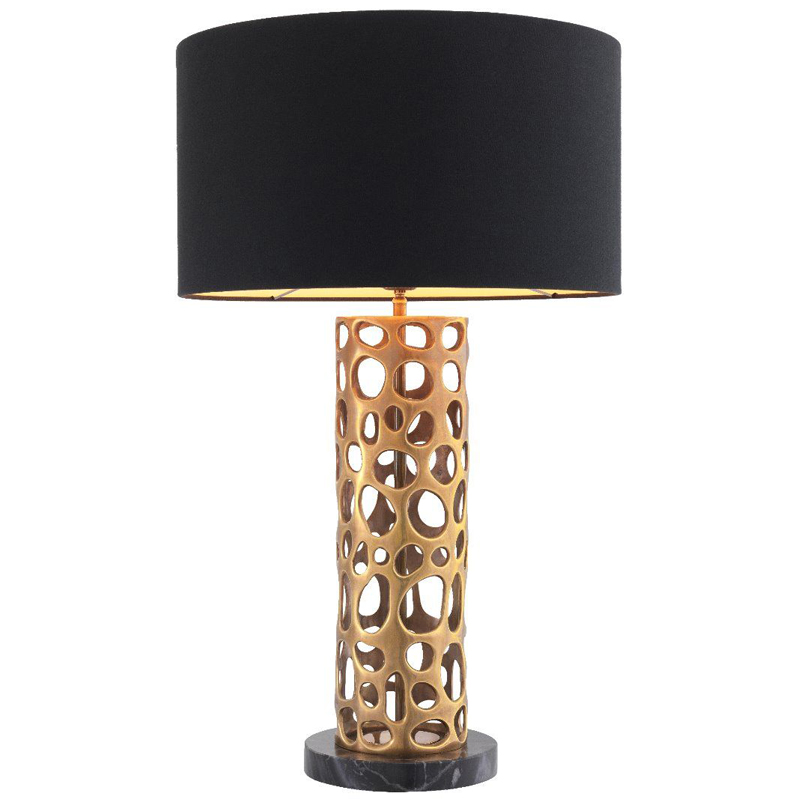 Настольная лампа Eichholtz Table Lamp Dix Brass Черный Винтажная латунь Черный Мрамор Nero Золотой в Уфе | Loft Concept 