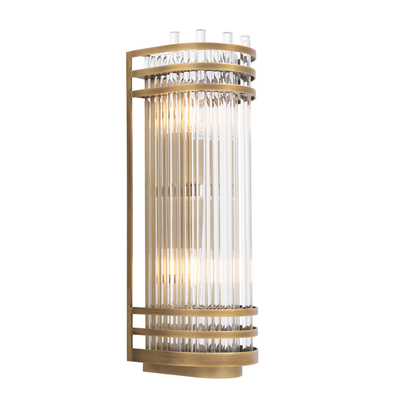 Бра Eichholtz Wall Lamp Gulf S Brass Латунь Античная полированная Прозрачный в Уфе | Loft Concept 