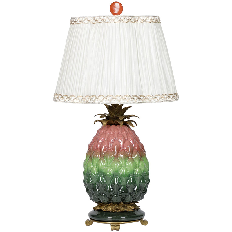 Настольная лампа с абажуром Pineapple Pink Green Table Lamp Белый Розовый Зеленый Салатовый Бронза в Уфе | Loft Concept 