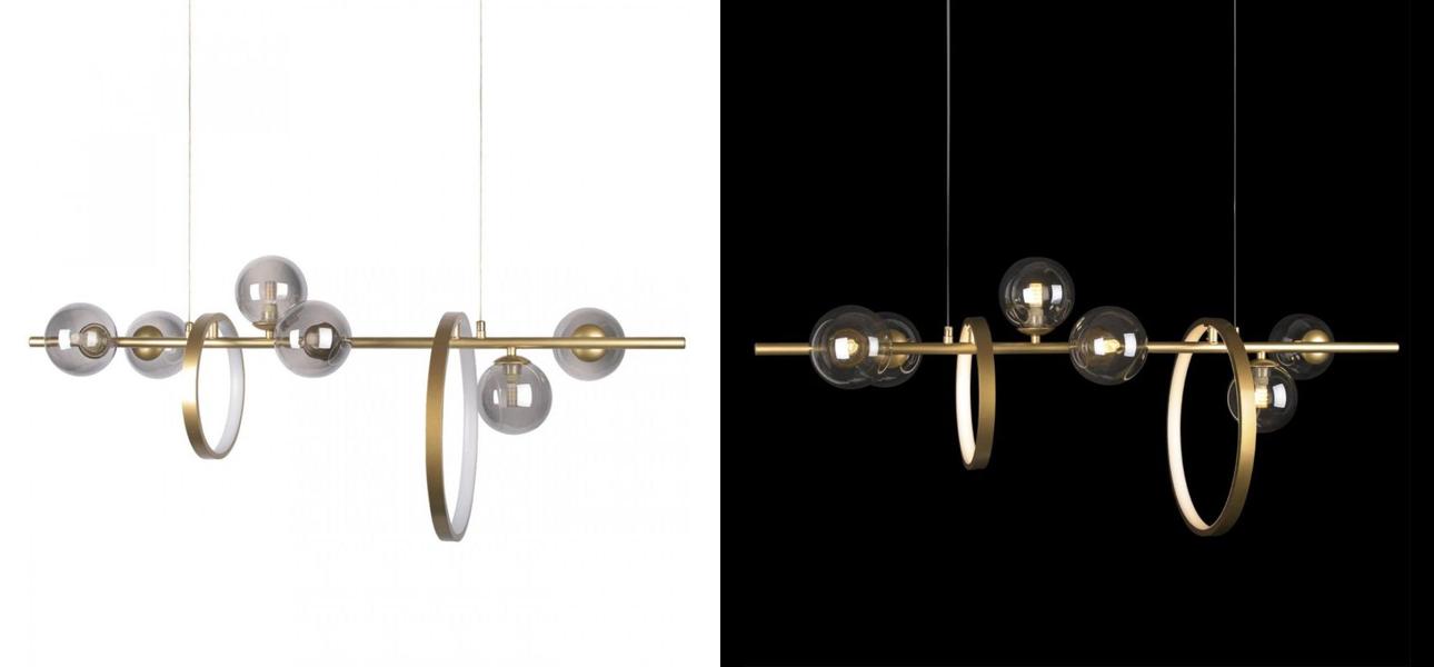 Линейная Светодиодная люстра Серое Стекло IONA Сhandelier 90 см - фото