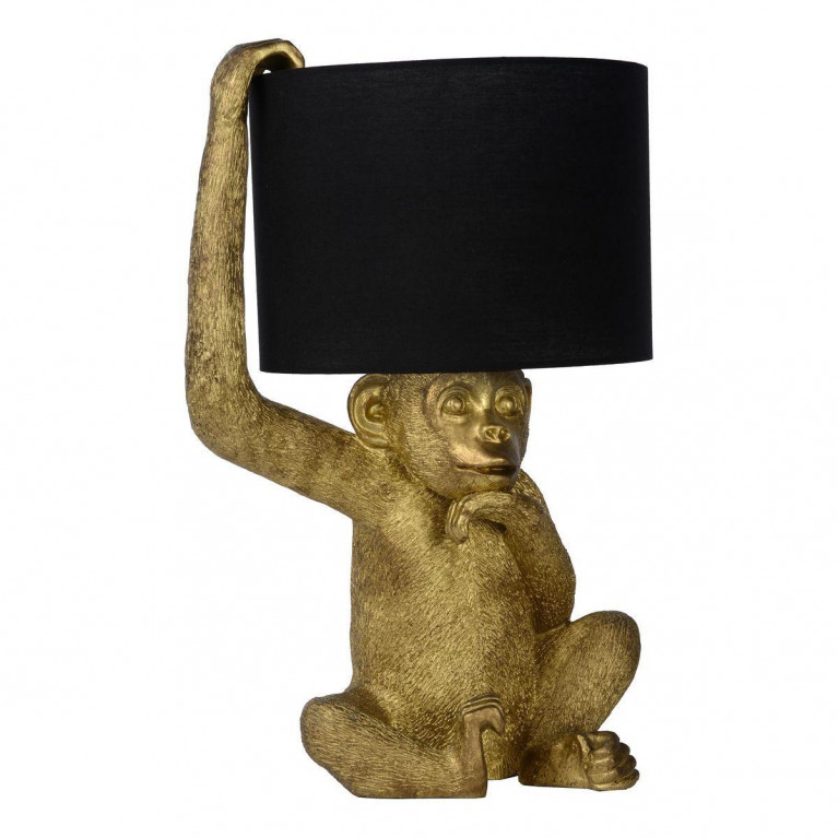 Настольная лампа с Золотой Обезьяной Monkey holding a lampshade Черный Золотой в Уфе | Loft Concept 