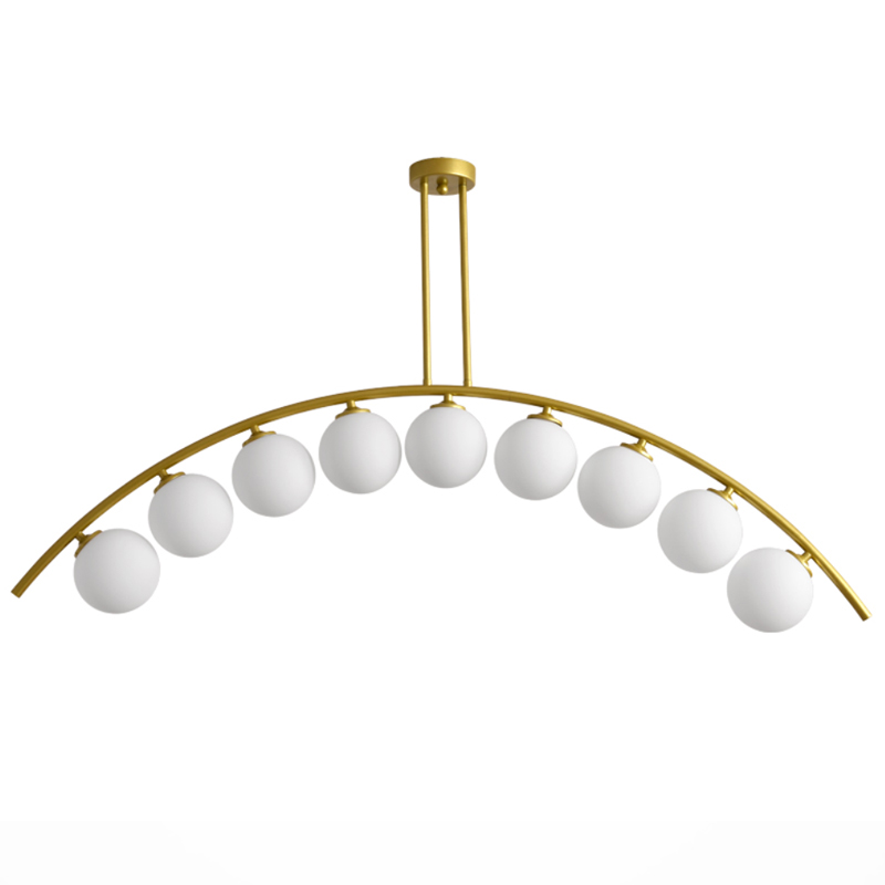 Светильник Ceiling lamp arc and balls Золотой Белое матовое стекло в Уфе | Loft Concept 