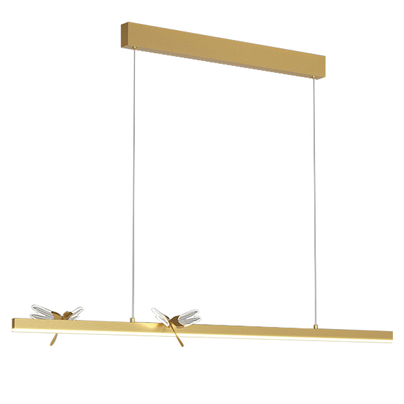 Линейный светильник со стрекозами Dragonfly Linear Chandelier Gold Золотой Прозрачный в Уфе | Loft Concept 