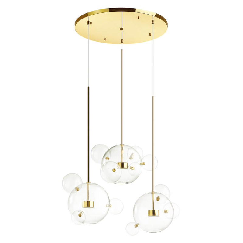 Люстра Transparent Bubble Chandelier Gold Circle Глянцевое золото Прозрачный в Уфе | Loft Concept 