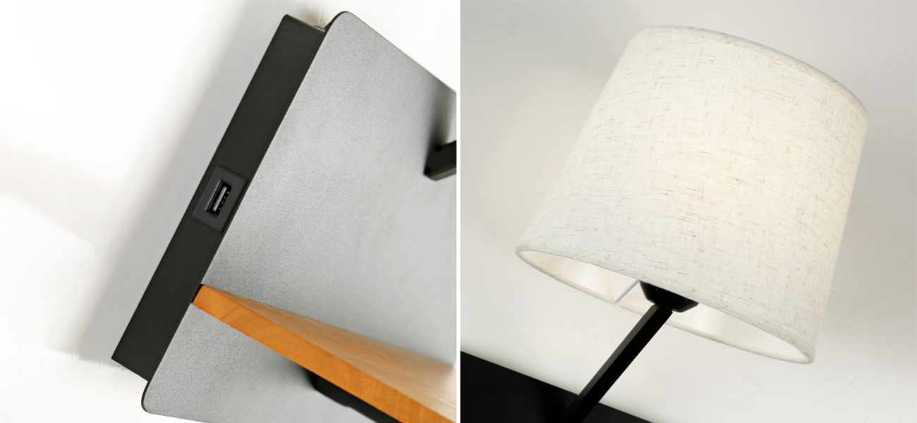 Бра с абажуром и гибким спотом Trumpet Wall Black USB - фото №1