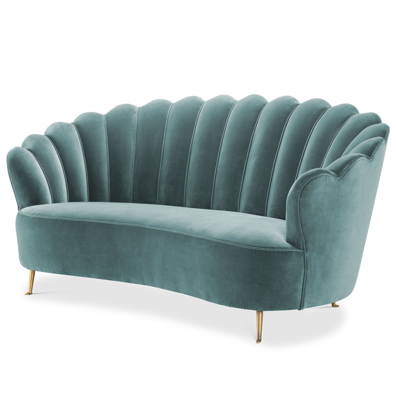 Диван Eichholtz Sofa Messina Turquoise Бирюзовый Латунь в Уфе | Loft Concept 