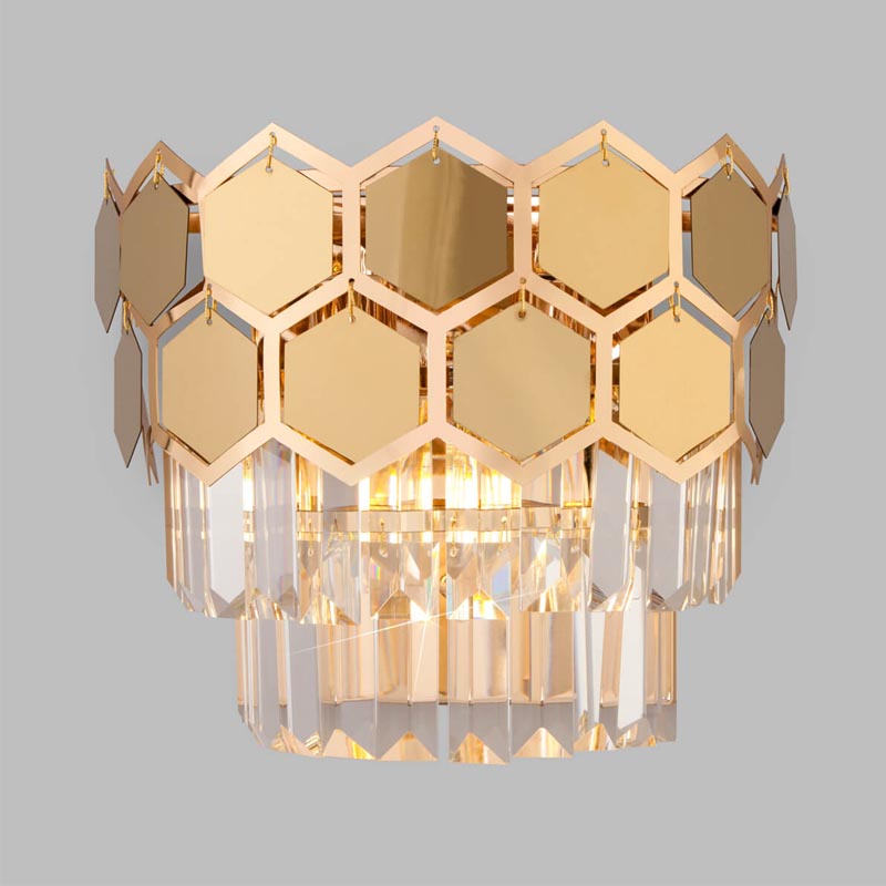 Бра Hanging Hexagon Moira Sconce gold Прозрачный (Transparent) Золотой в Уфе | Loft Concept 