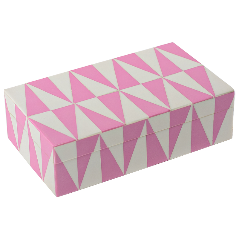 Шкатулка Pink Triangles Bone Inlay Box Розовый Белый в Уфе | Loft Concept 