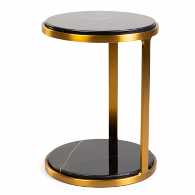 Приставной стол Viorel Marble Side Table Черный Мрамор Nero Глянцевое золото в Уфе | Loft Concept 