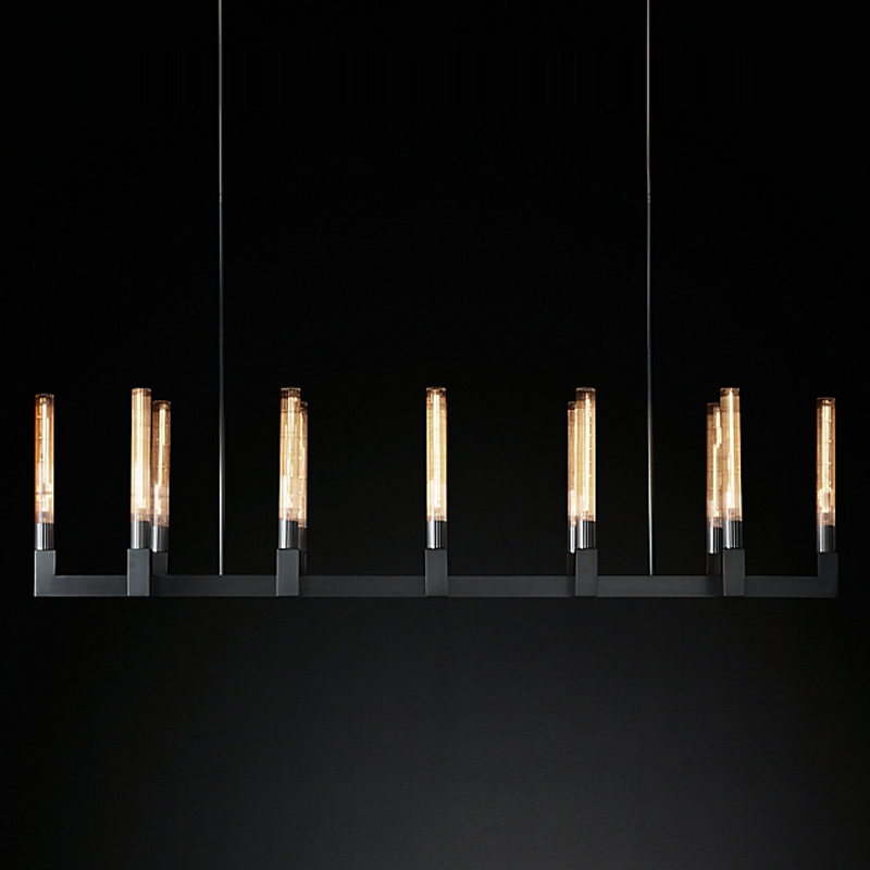 Люстра RH CANELLE Linear Chandelier 12 Modern Black Черный матовый в Уфе | Loft Concept 